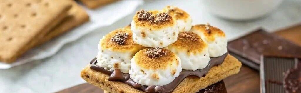 Fudge chocolate almond pie and graham cracker base toasted marshmallow sticks detailed recipe